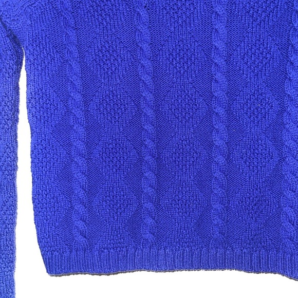 Guess Cobalt Blue Zip Shoulder Cable Knit Cropped Sweater XXsmall Women’s - Picture 5 of 10